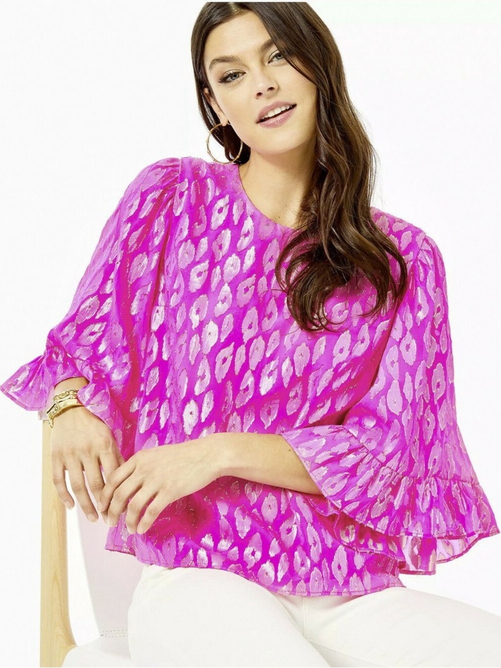 Lilly Pulitzer Francis Silk Top Razberry Metallic Clip